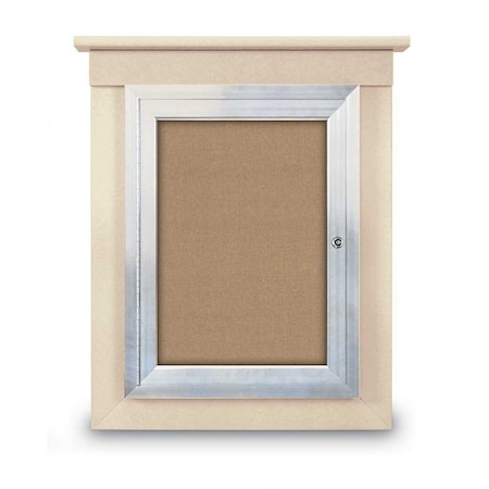 United Visual Products 42"x32" 2-Door Enclosed Letterboard, Grey Felt/Walnut UV26235O-WALNUT-GREY